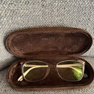 TOM FORD eyeglasses dark brown with gold